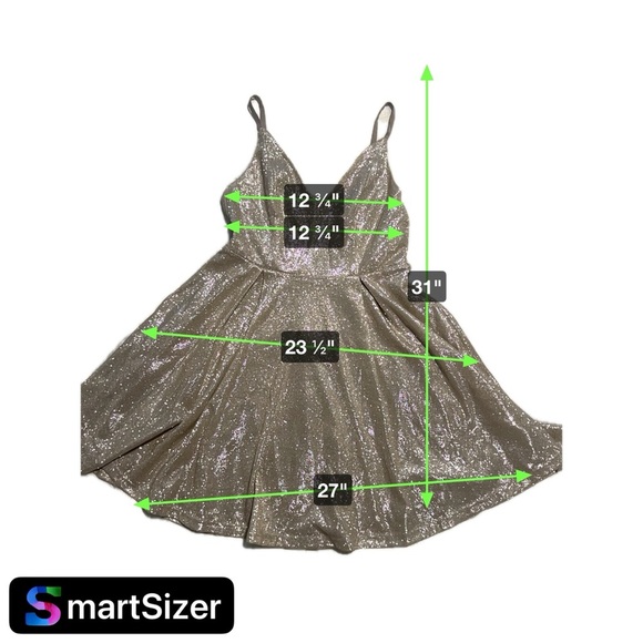 LuLu’s Silver/ Grey Metallic Sparkle Skater Dress - Picture 3 of 9